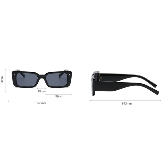 Grey Rectangle Frame Sunglasses - Picture 3 of 4